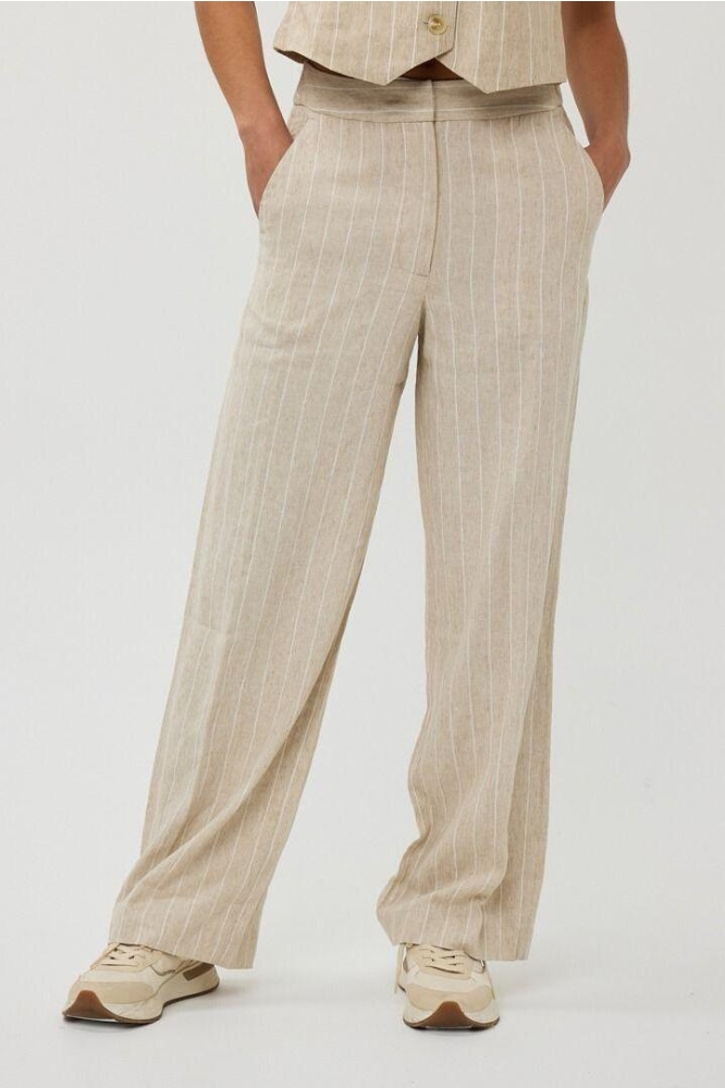TROUSERS LINNEN STRIPE SP25 17007 180 sand